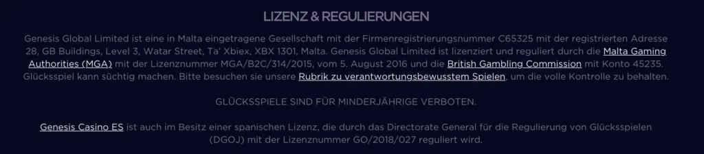 Genesis Casino Lizenz