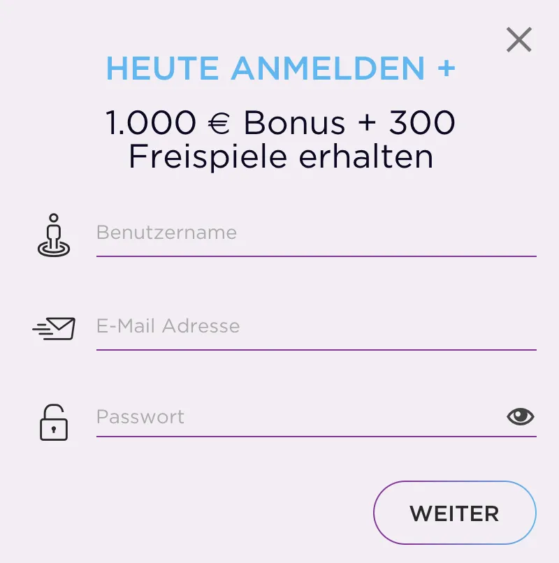 Genesis Casino Registrierung auf der Website
