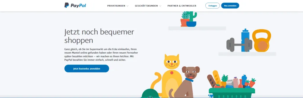 PayPal Casino - Registrierungsseite