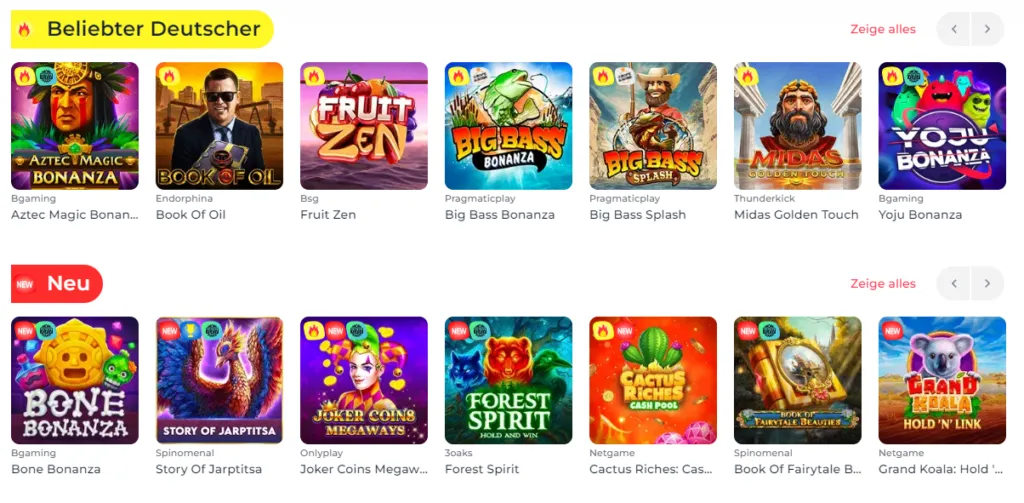 Yoju spiele 1024x503 Yoju Casino Beliebtesten Spiele