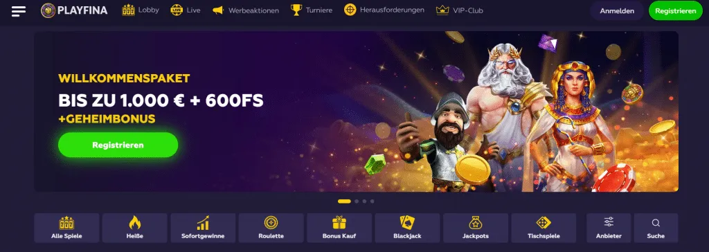 Playfina casino lobby 1024x364 Playfina Casino Lobby 1024X364