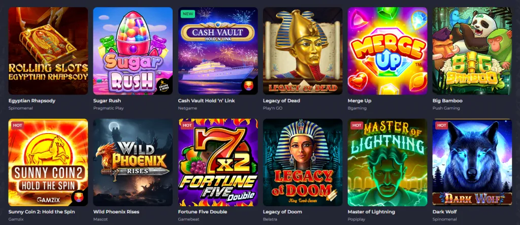 Rolling Slots Casino Spielautomaten 1024X443