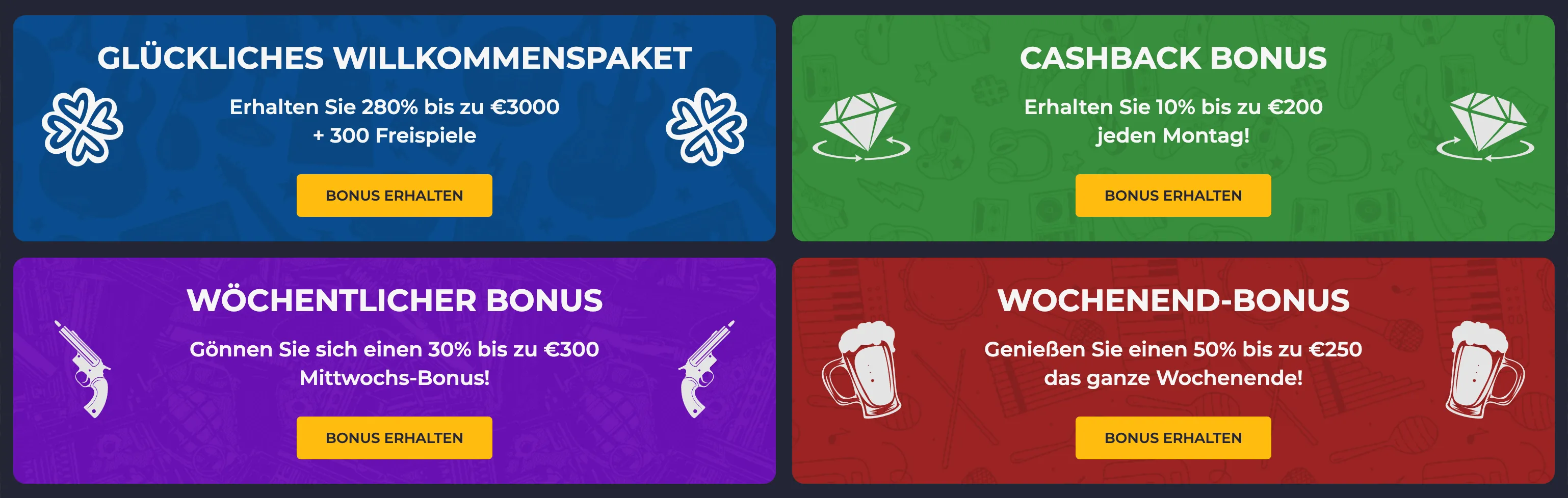 Arten von Online-Casino-Boni