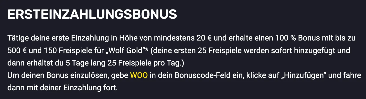 Bonus Codes im Neukunden