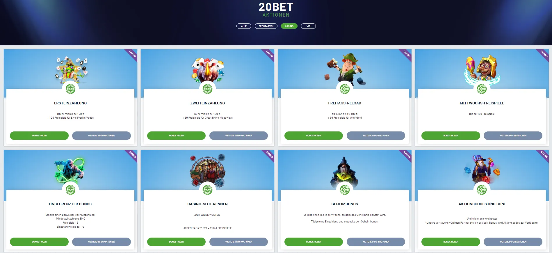 Bonusse 20bet Casino