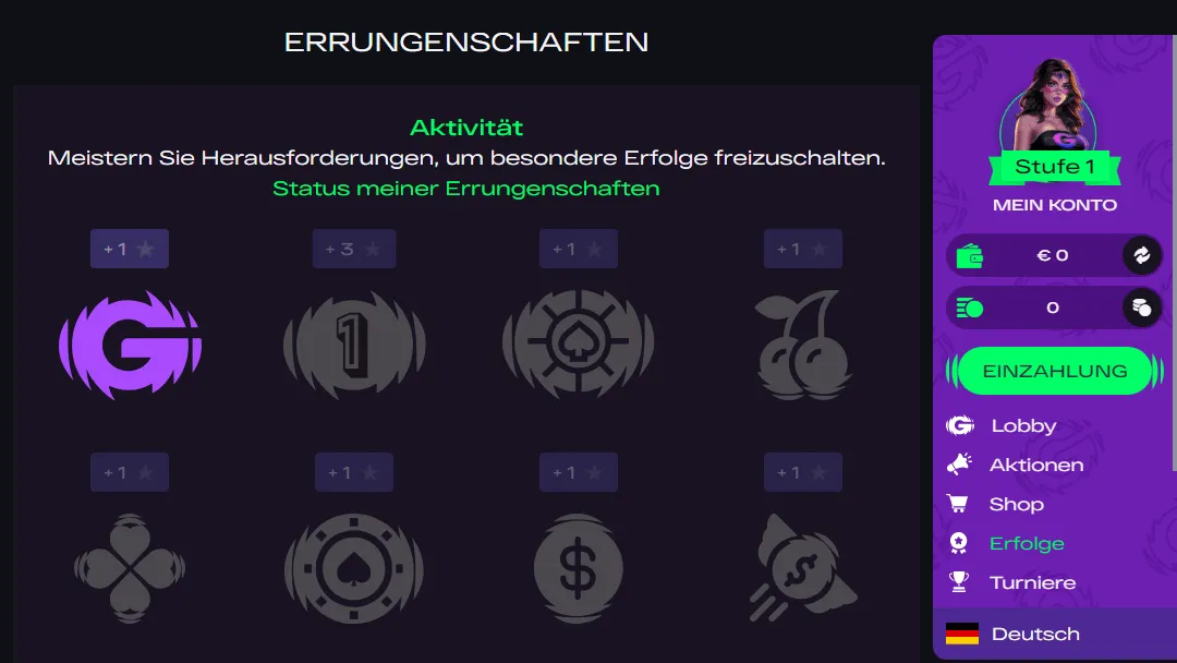 GlitchSpin verfügbare Erfolge